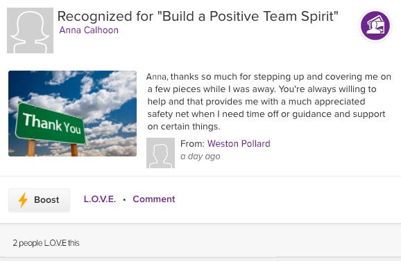 ASPIRE recognition for build a positive team spirit