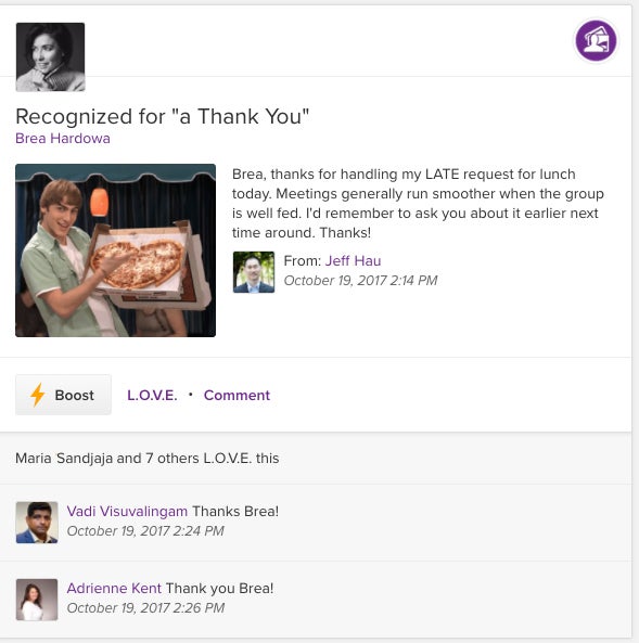 Achievers ASPIRE Employee Recognition Card