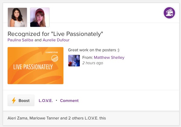 Achievers ASPIRE Employee Recognition Card
