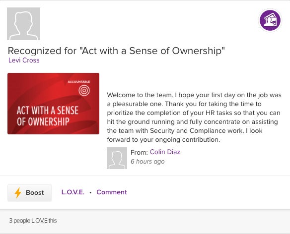 ASPIRE recognition for act with sense of ownership