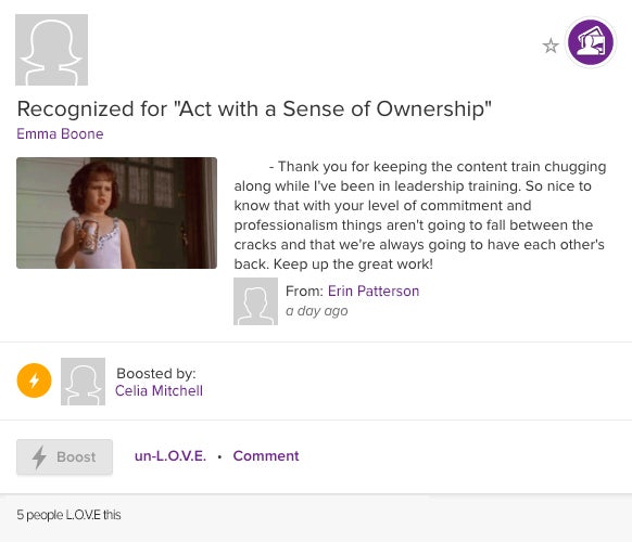 ASPIRE recognition for act with a sense of ownership