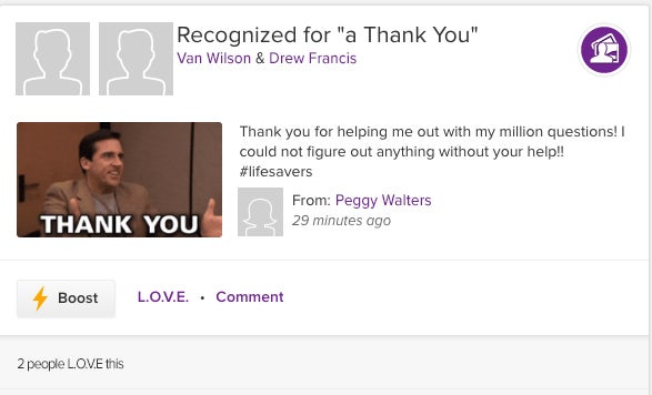 ASPIRE recognition for thank you