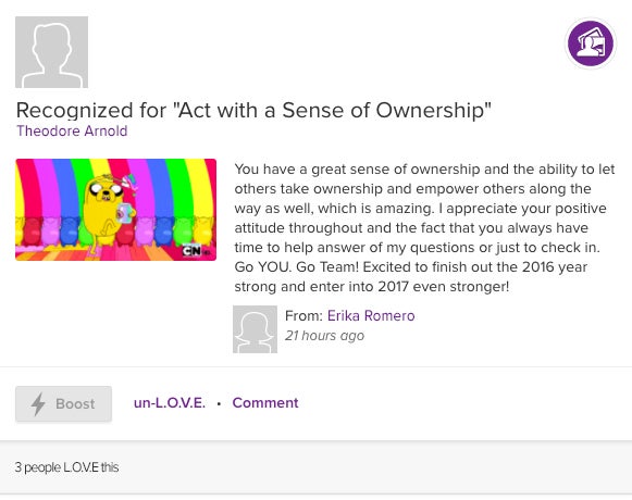 ASPIRE recognition for act with sense of ownership