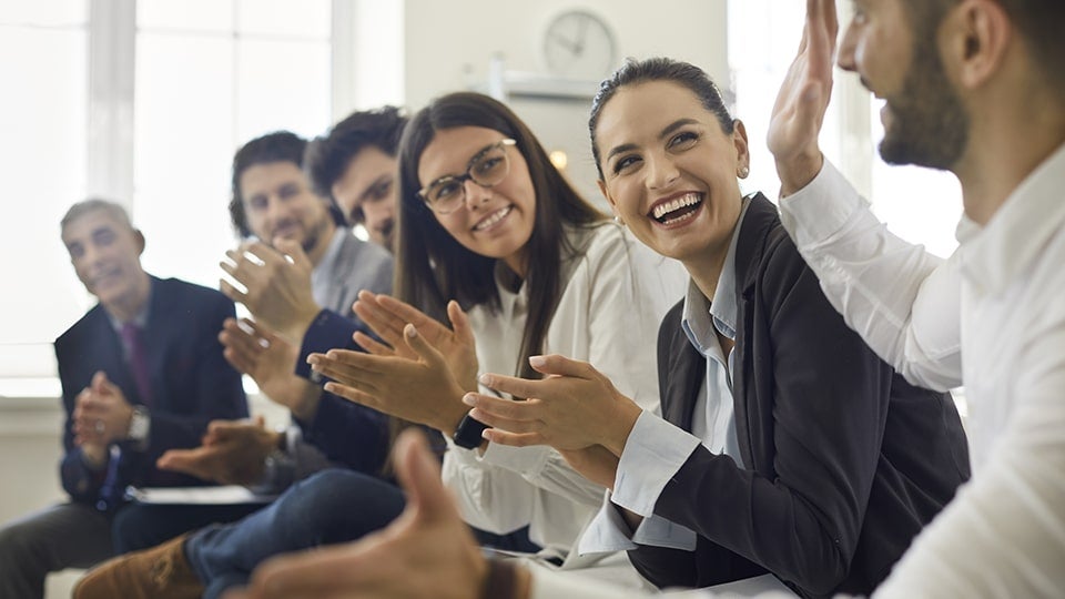 People discussing words to describe company culture