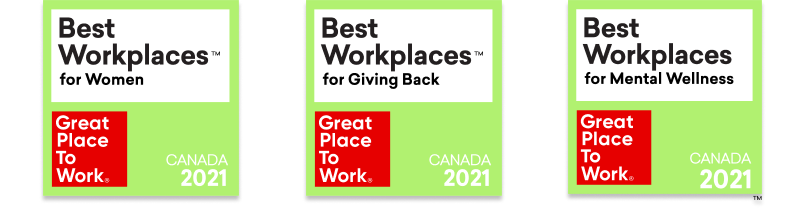 Best Workplaces Awards for Women, Giving Back and Mental Wellness.
