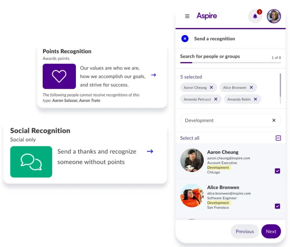 Achievers employee engagement platform in a mobile experience