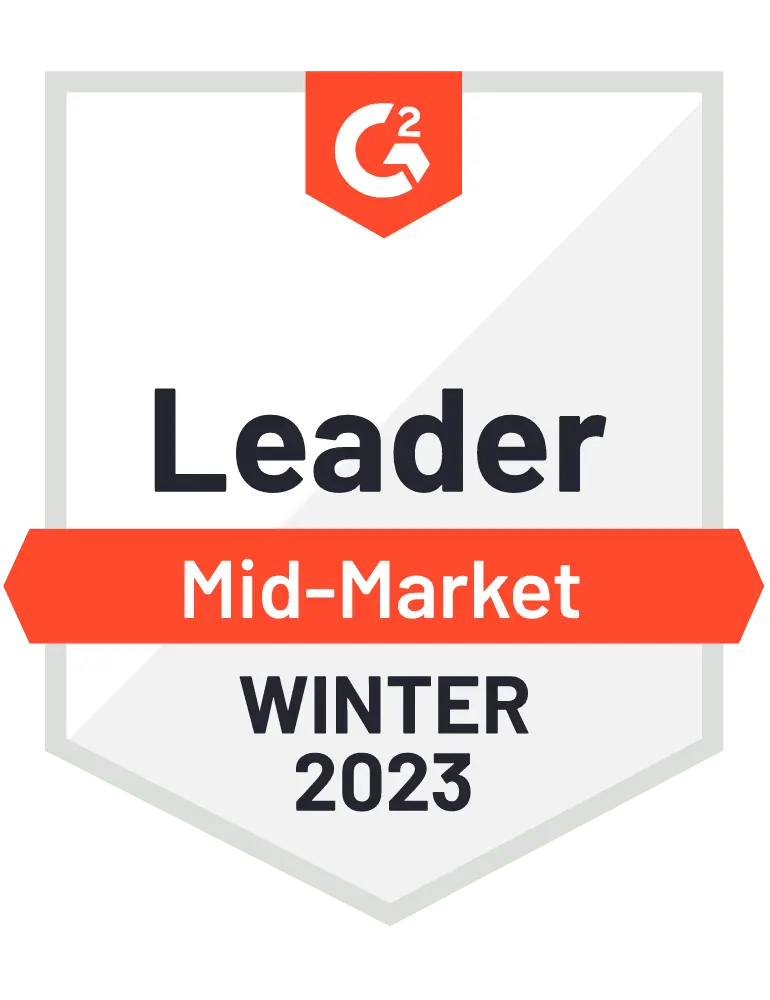 G2 Leader Award - Mid-Market Winter 2023