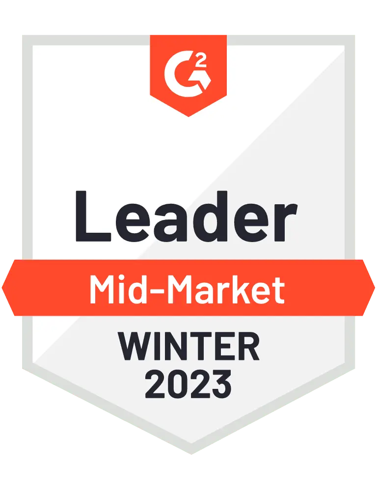 G2 Leader Award - Mid-Market Winter 2023 G2 Leader Award - Mid-Market Winter 2023