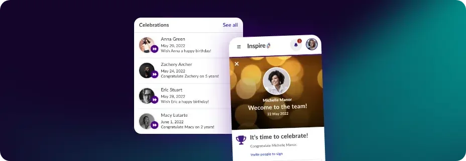 Social Recognition Features on the Aspire App