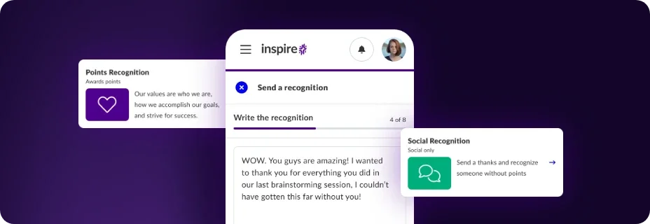 Points-Based Employee Recognition Software Points-based employee recognition software on a mobile device