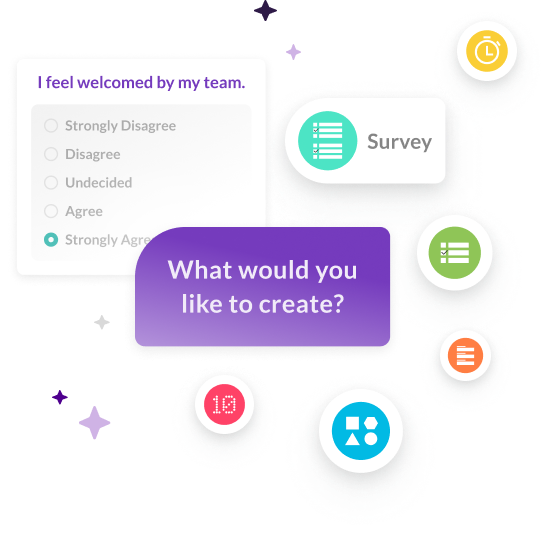 Voice of employee feedback Employee feedback Software showing survey questions