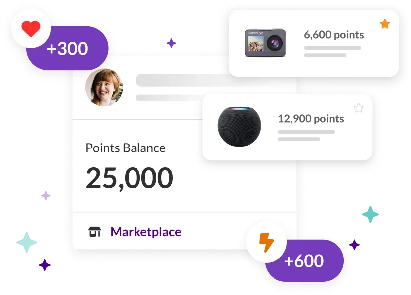 A points-based software allows employees to earn and redeem