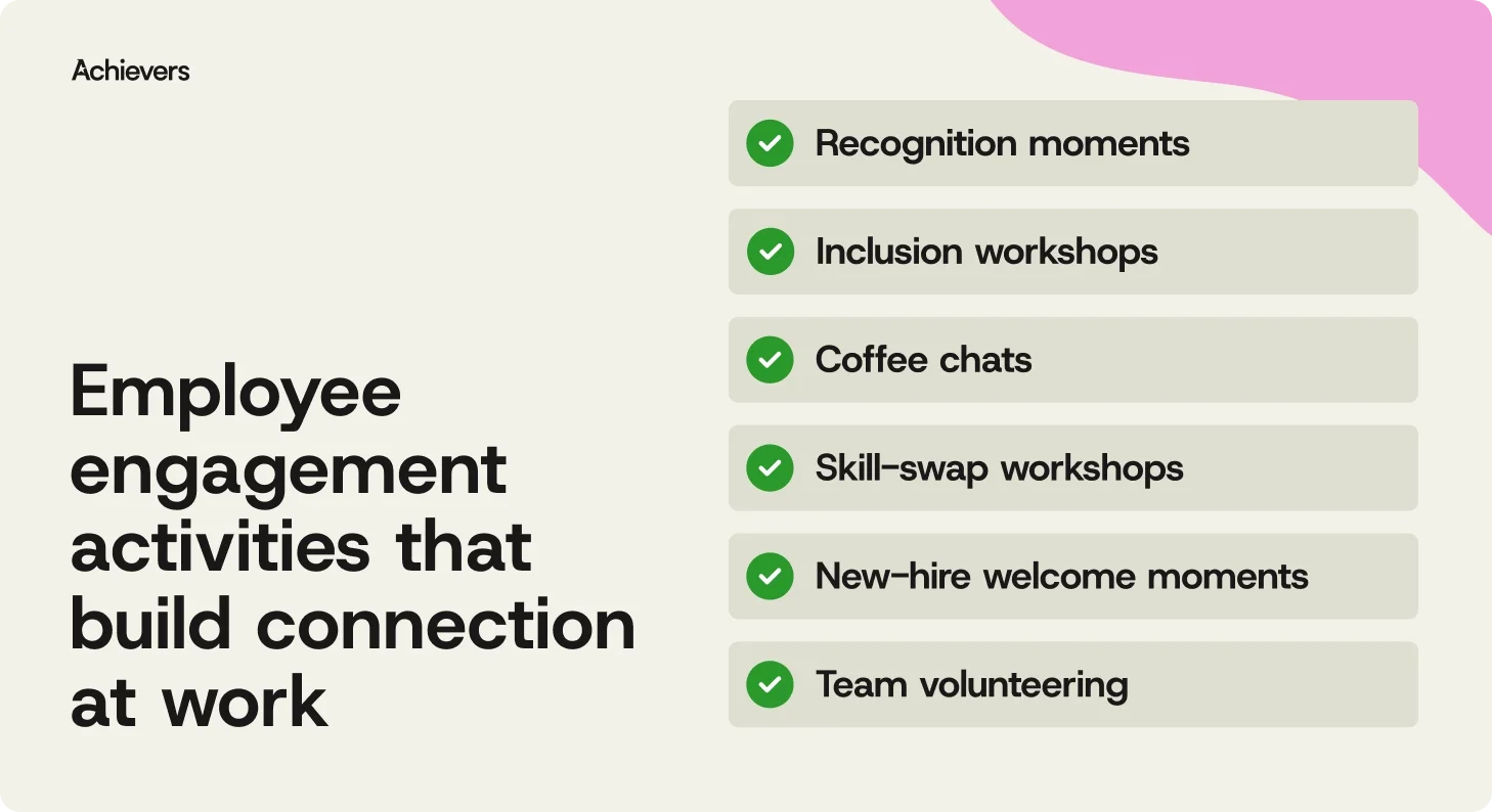 Employee engagement activities that build connection at work