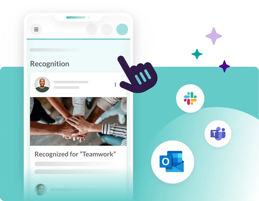 An employee recognition software platform that integrates with Slack, Microsoft teams, and Workday