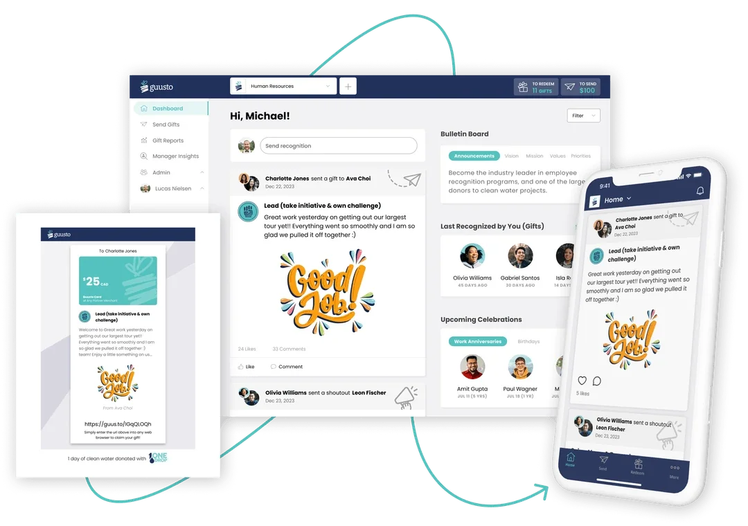 Guusto employee rewards software platform