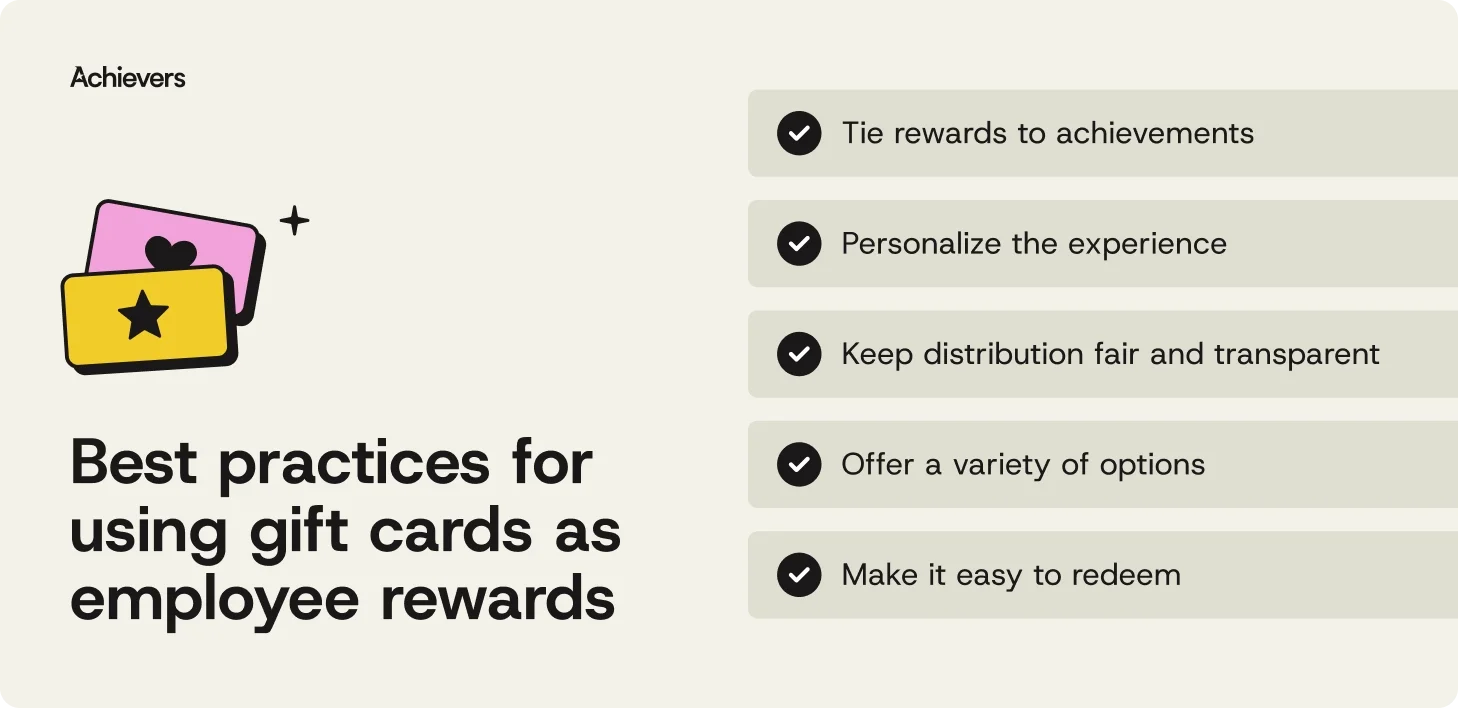 Best practices for using gift cards as employee rewards