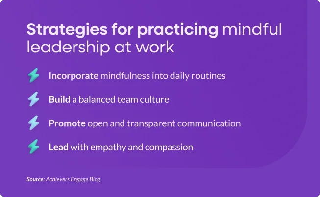 Strategies for practicing mindful leadership at work