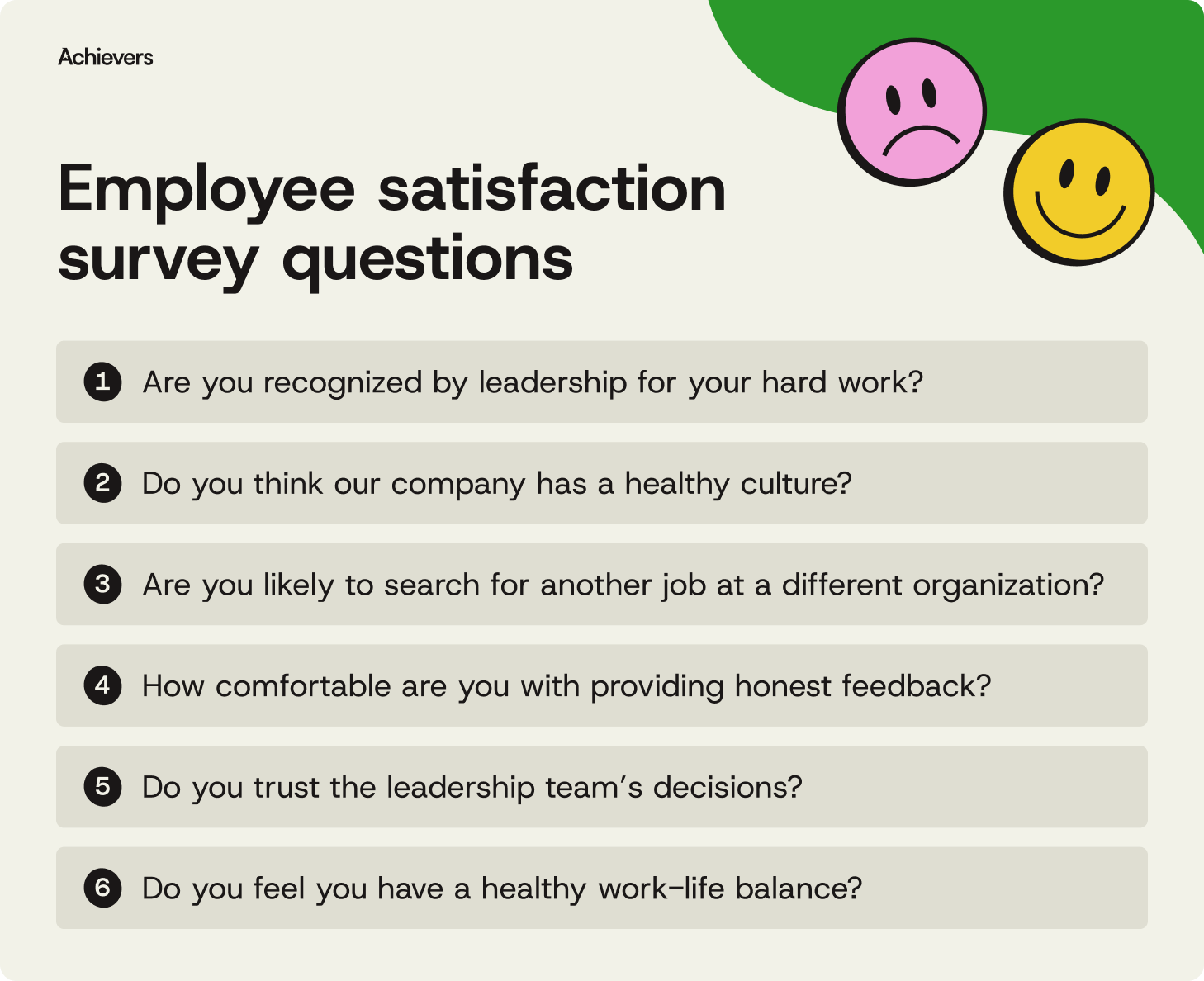 Employee satisfaction survey questions