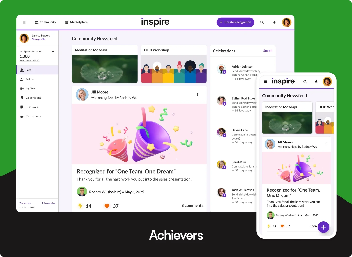 Achievers recognition platform screenshot