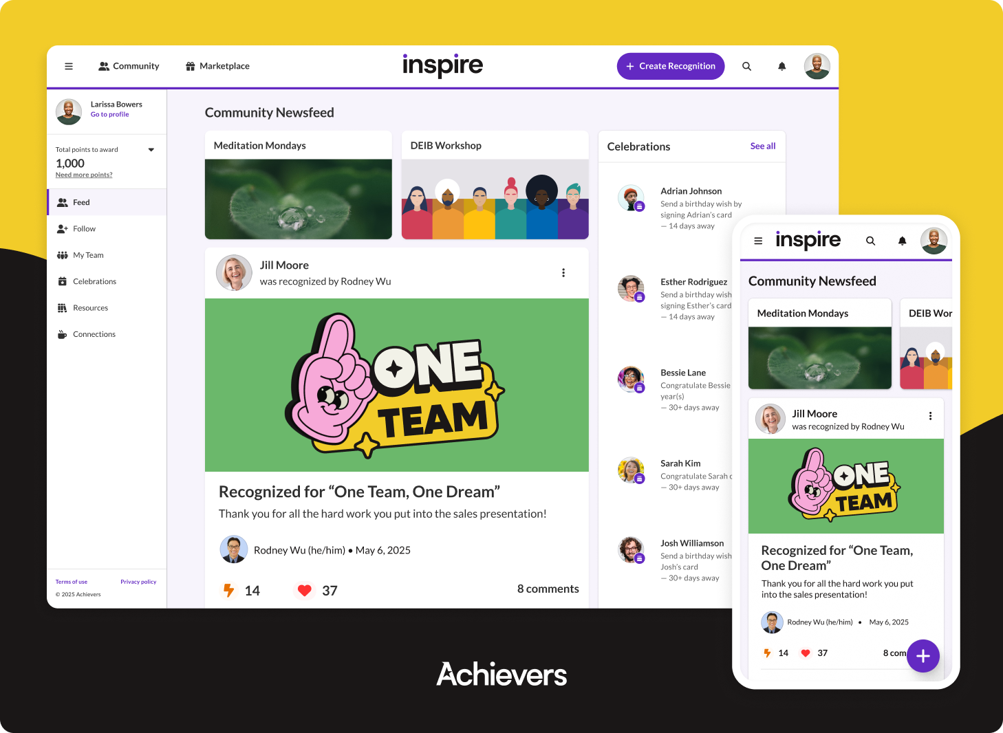 Achievers recognition platform screenshot