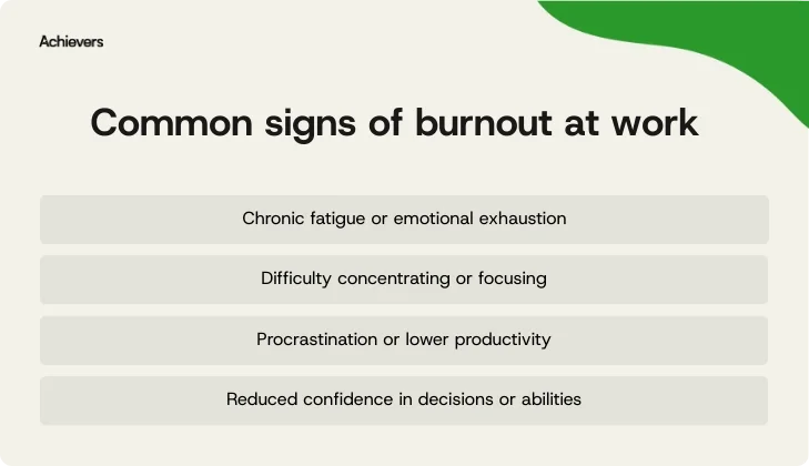 Common signs of burnout at work