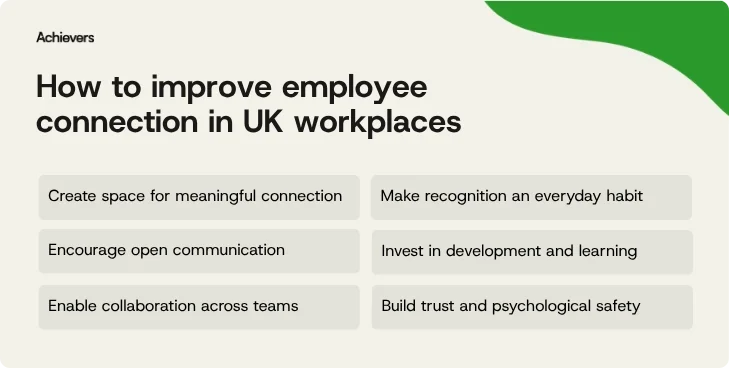 strategies to improve employee connection in UK workplaces