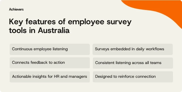 Key features of employee survey tools in Australia
